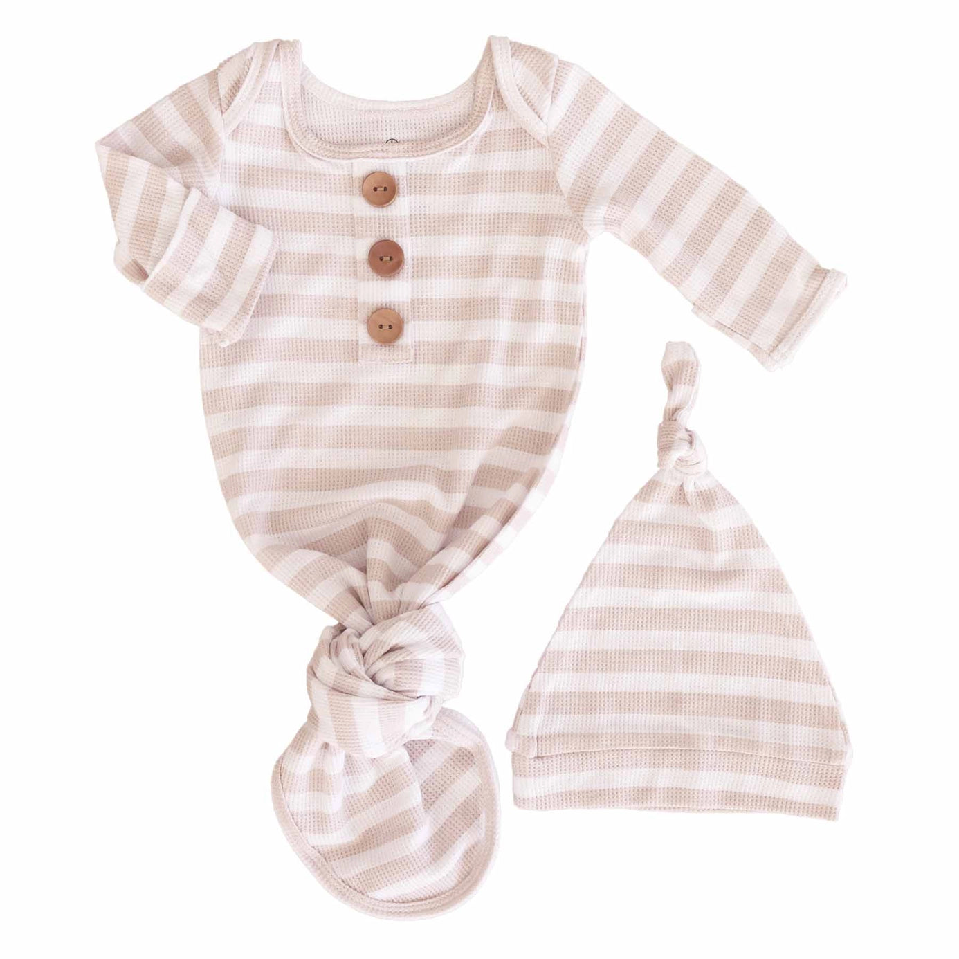 Latte Stripes Newborn Knot Gown