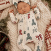 Sleeping baby in Ruffle Footie Country Christmas Bows pajamas