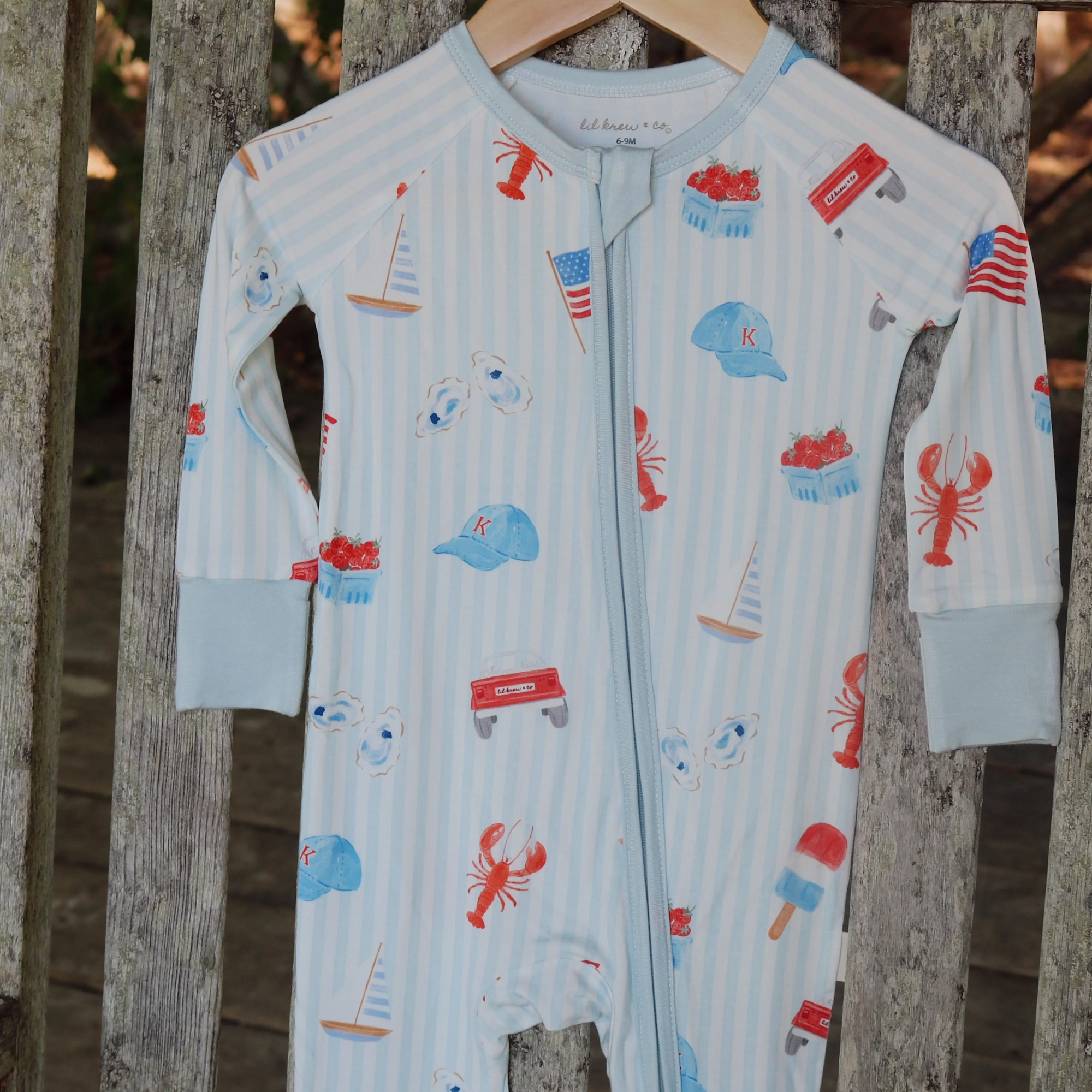 Coastal Americana Zip Onesie Pjs