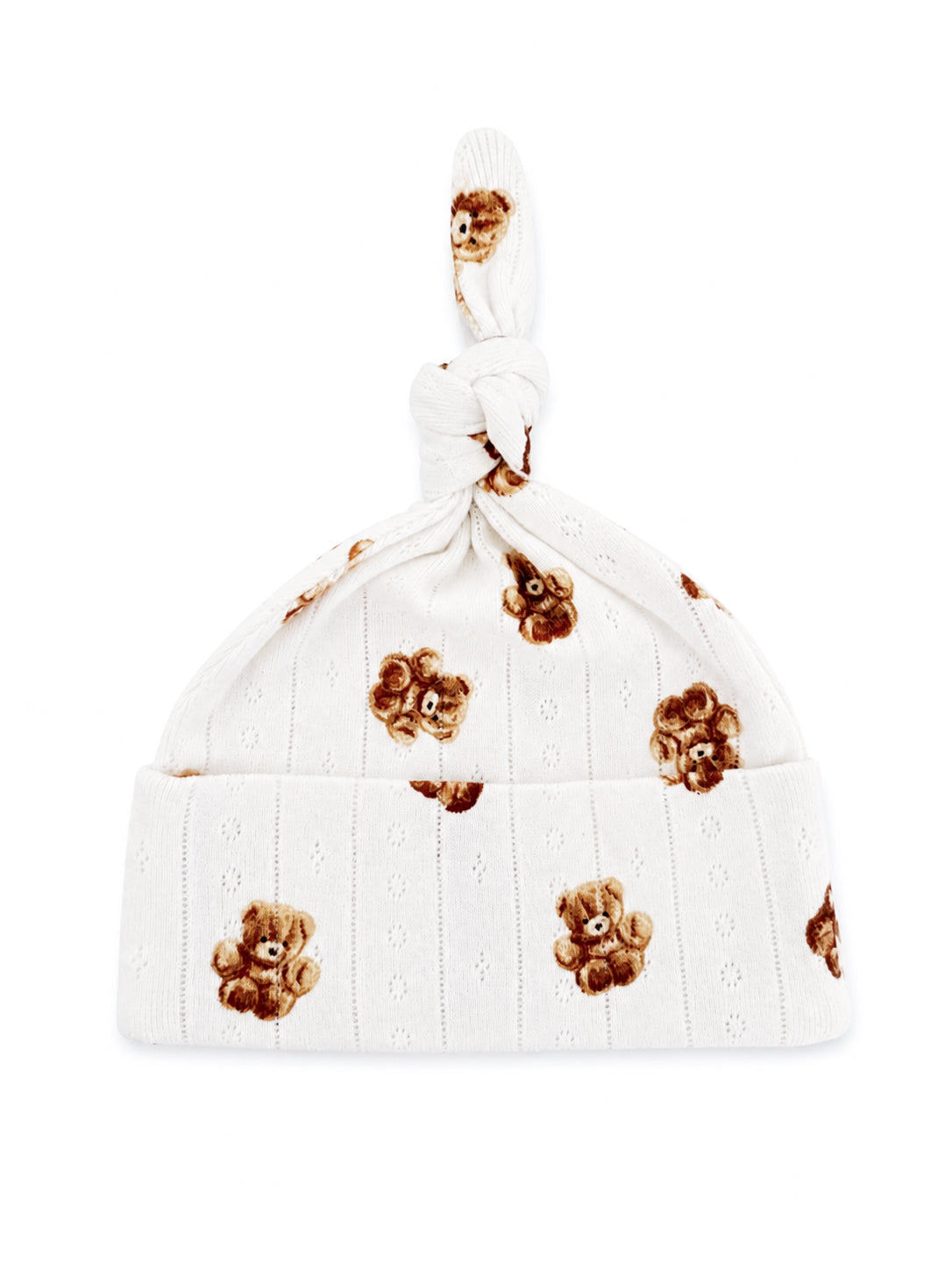 Teddy Bear Pointelle Beanie baby hat