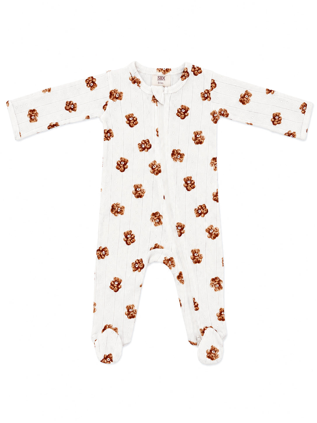 Teddy Bear Pointelle 2-Way Zip Footie detail view