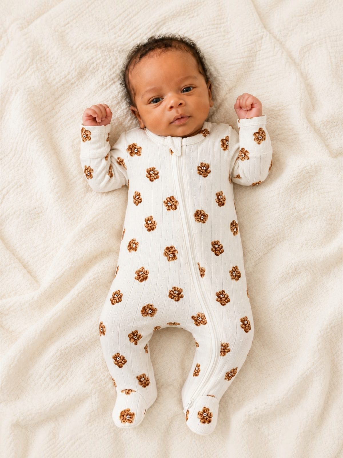 Teddy Bear Pointelle 2-Way Zip Footie baby lifestyle photo