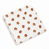 Teddy Bear Pointelle Swaddle blanket flat lay