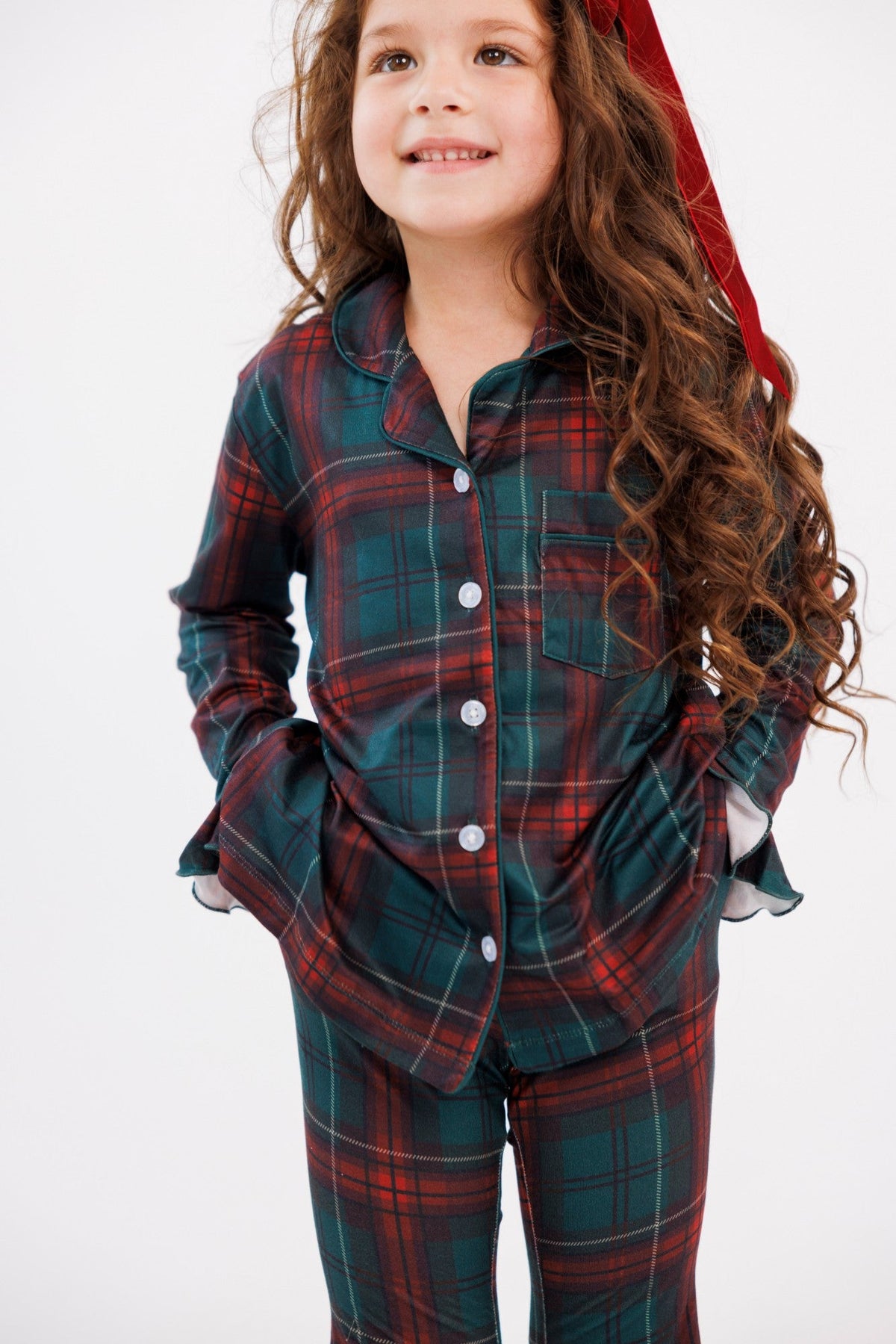 Holiday Heritage Plaid Kids' Ruffle Flare Set detail