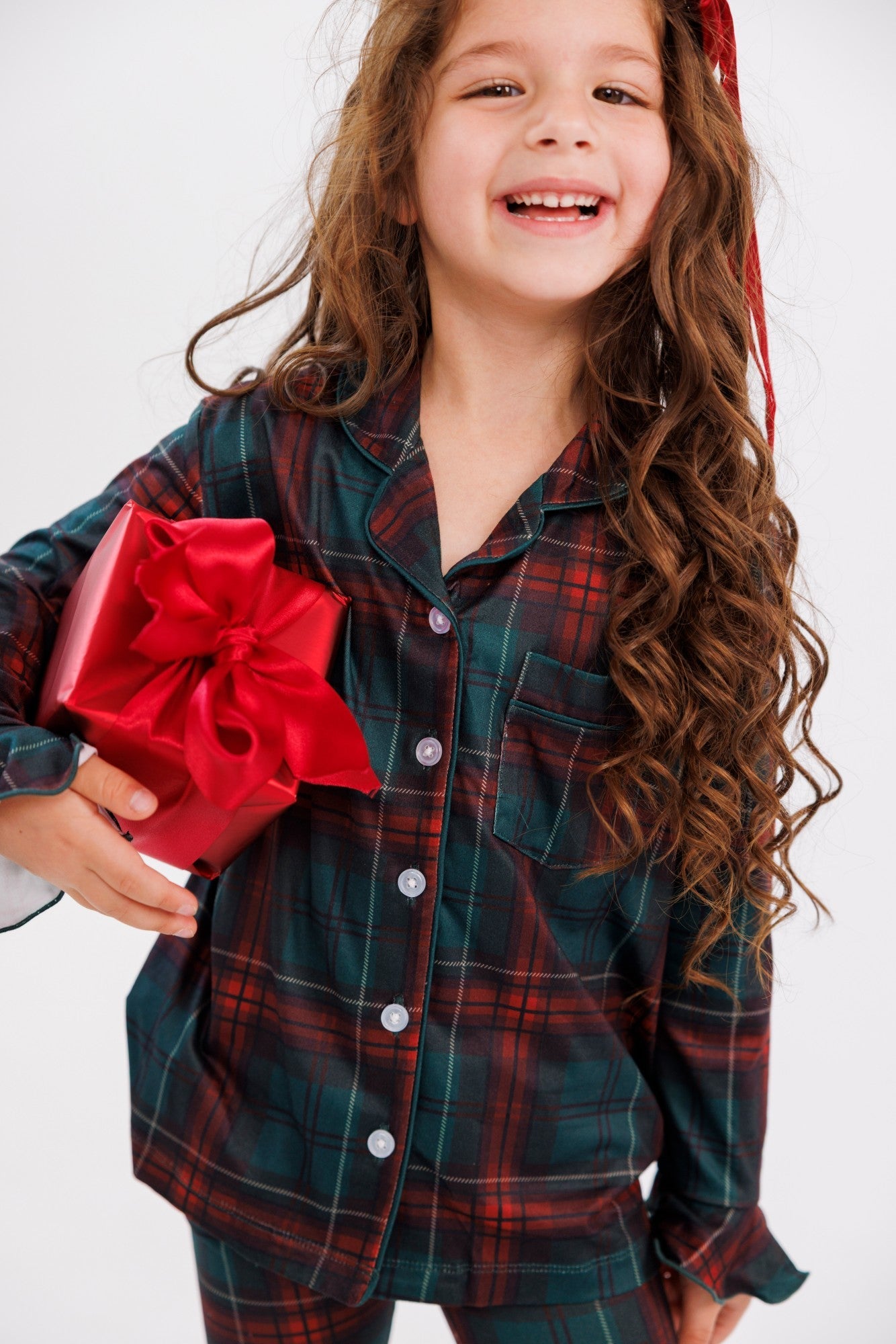 Holiday Heritage Plaid Kids Ruffle Flare Set lifestyle photo
