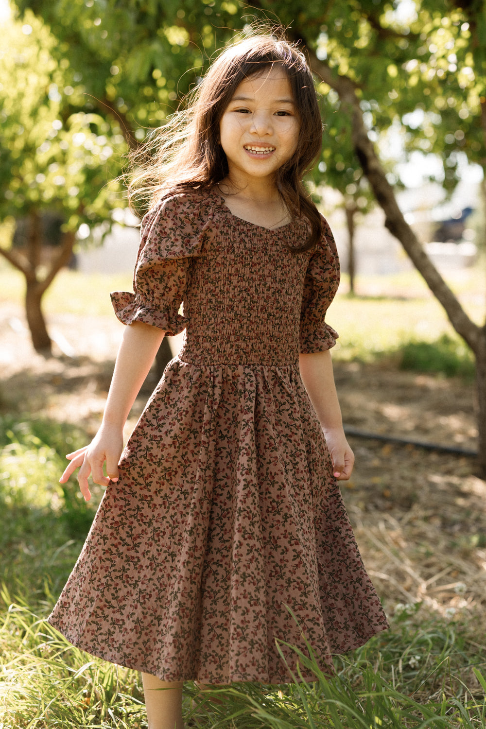 Mini Teagan Dress in Mauve Woodland Floral