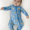 Blue Stripe Butter Zipper Romper