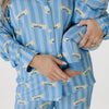 Blue Stripe Butter Zipper Romper