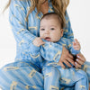 Blue Stripe Butter Zipper Romper