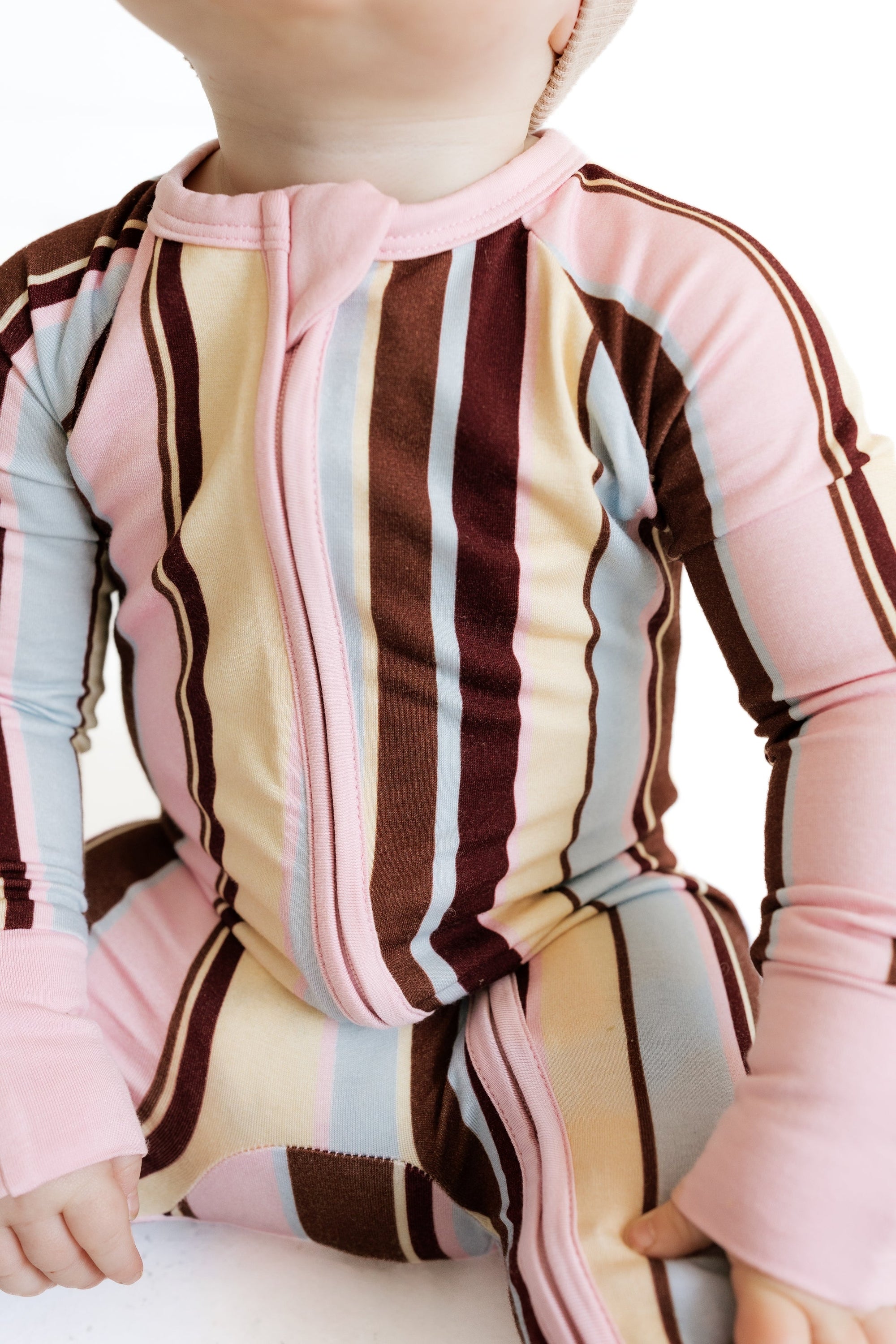 Capri Stripe Zipper Romper detail view