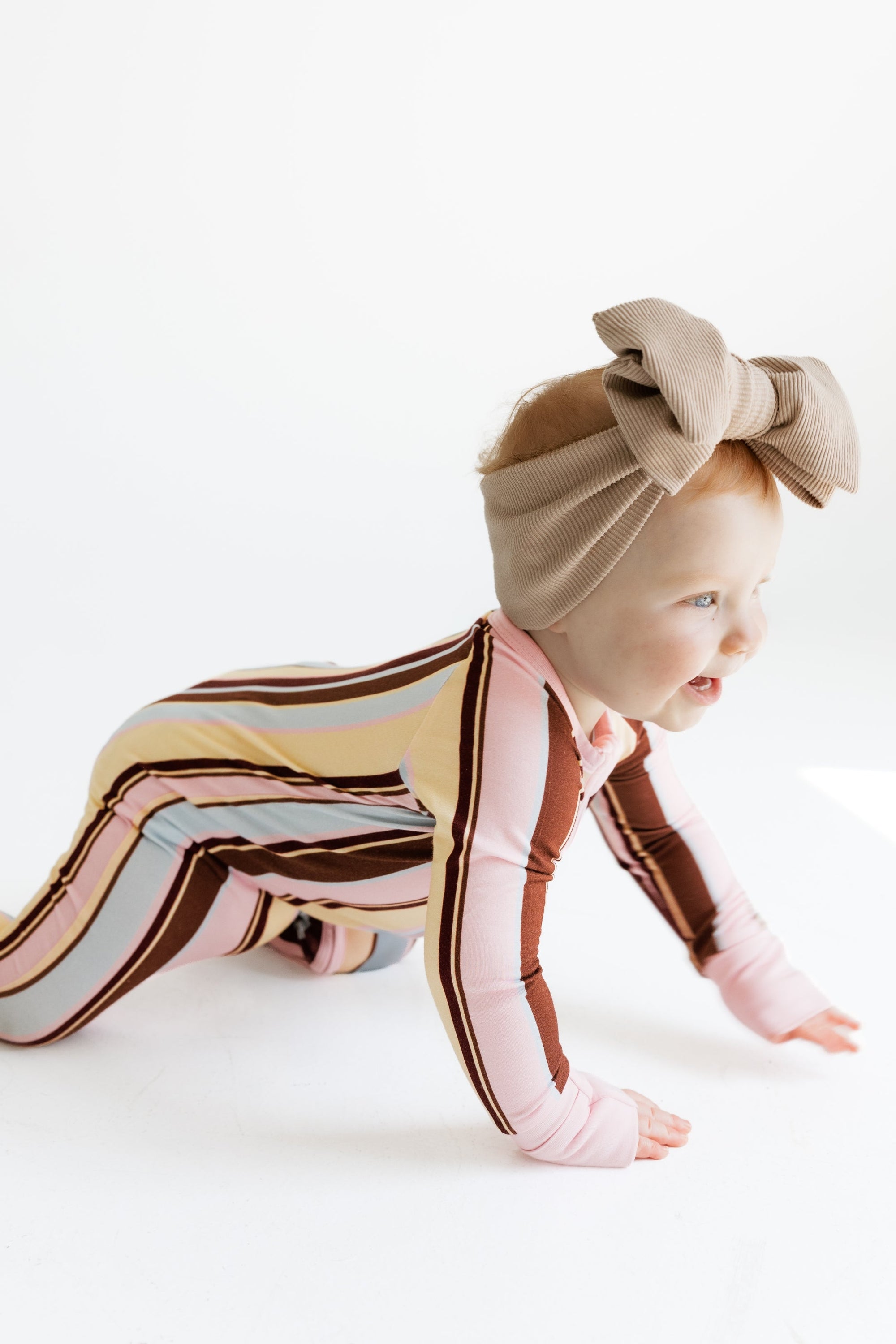 Capri Stripe Zipper Romper baby lifestyle photo