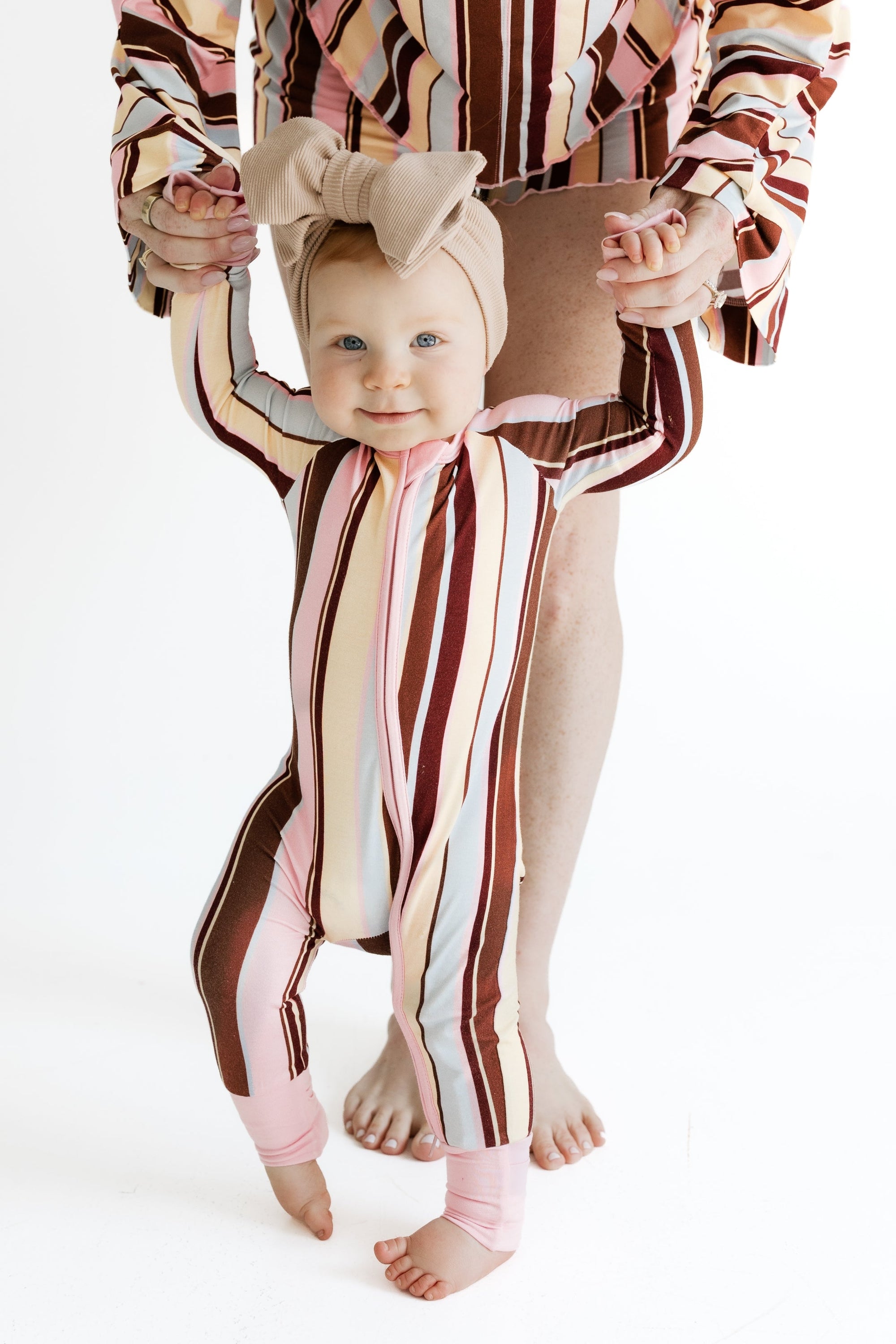 Capri Stripe Zipper Romper flat lay