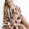 Capri Stripe Zipper Romper zipper detail