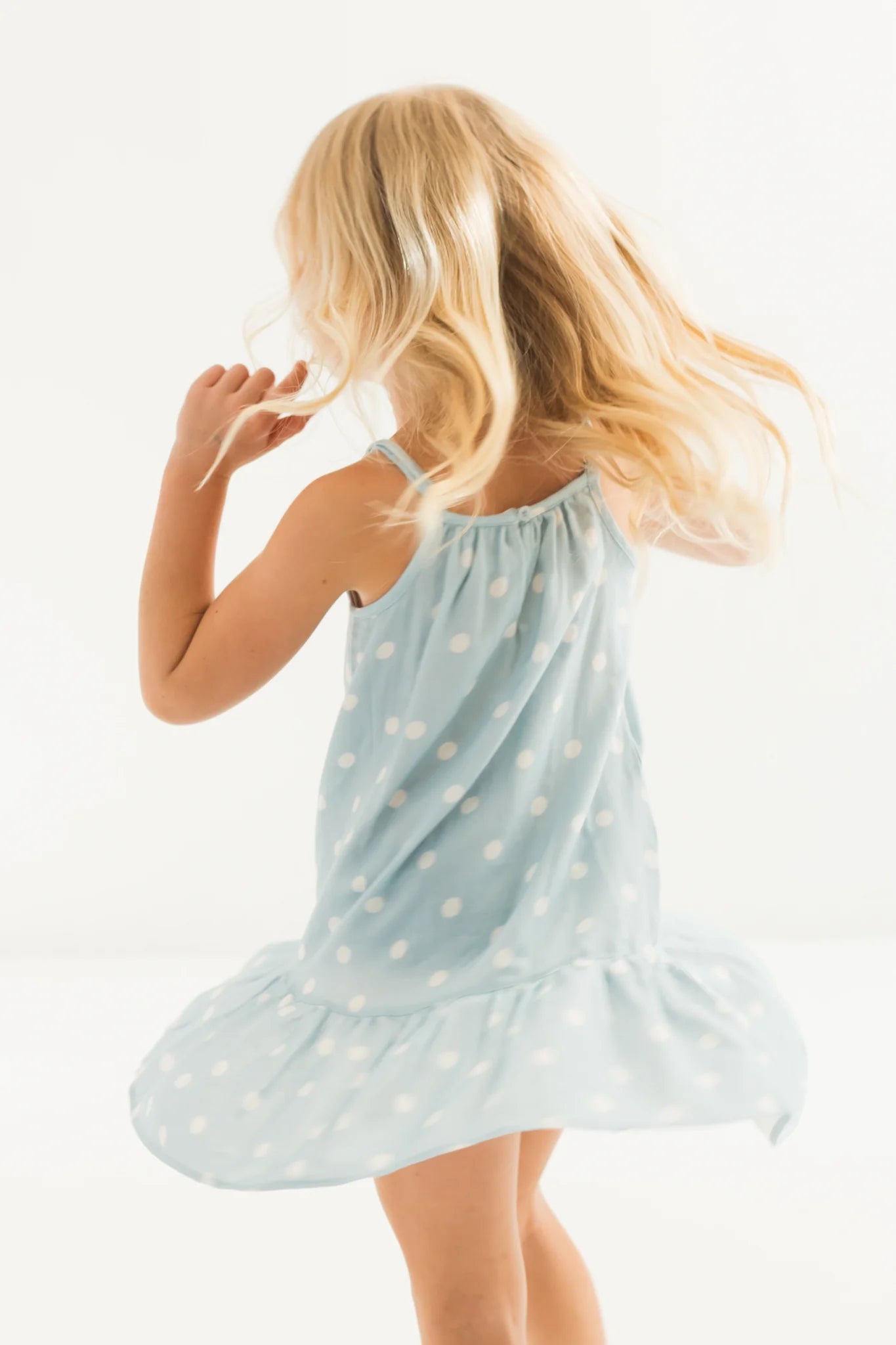 light blue dress with white polka dots Retro Stage 1950s Strap Polka Dot Swing Dress Sky Blue