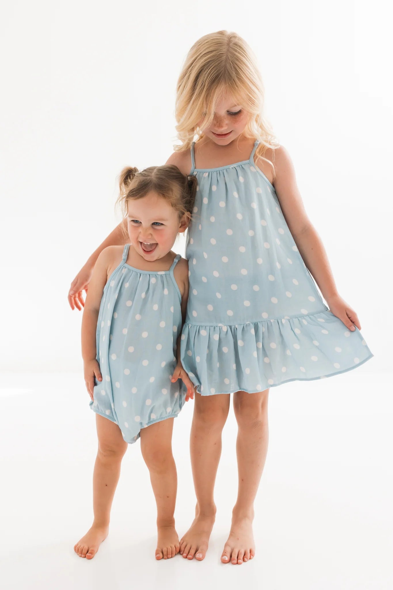 blue dot dresses Penny Polka Dot Strapless Dress