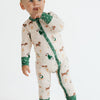 Varsity Pups Zipper Romper baby football print pajamas