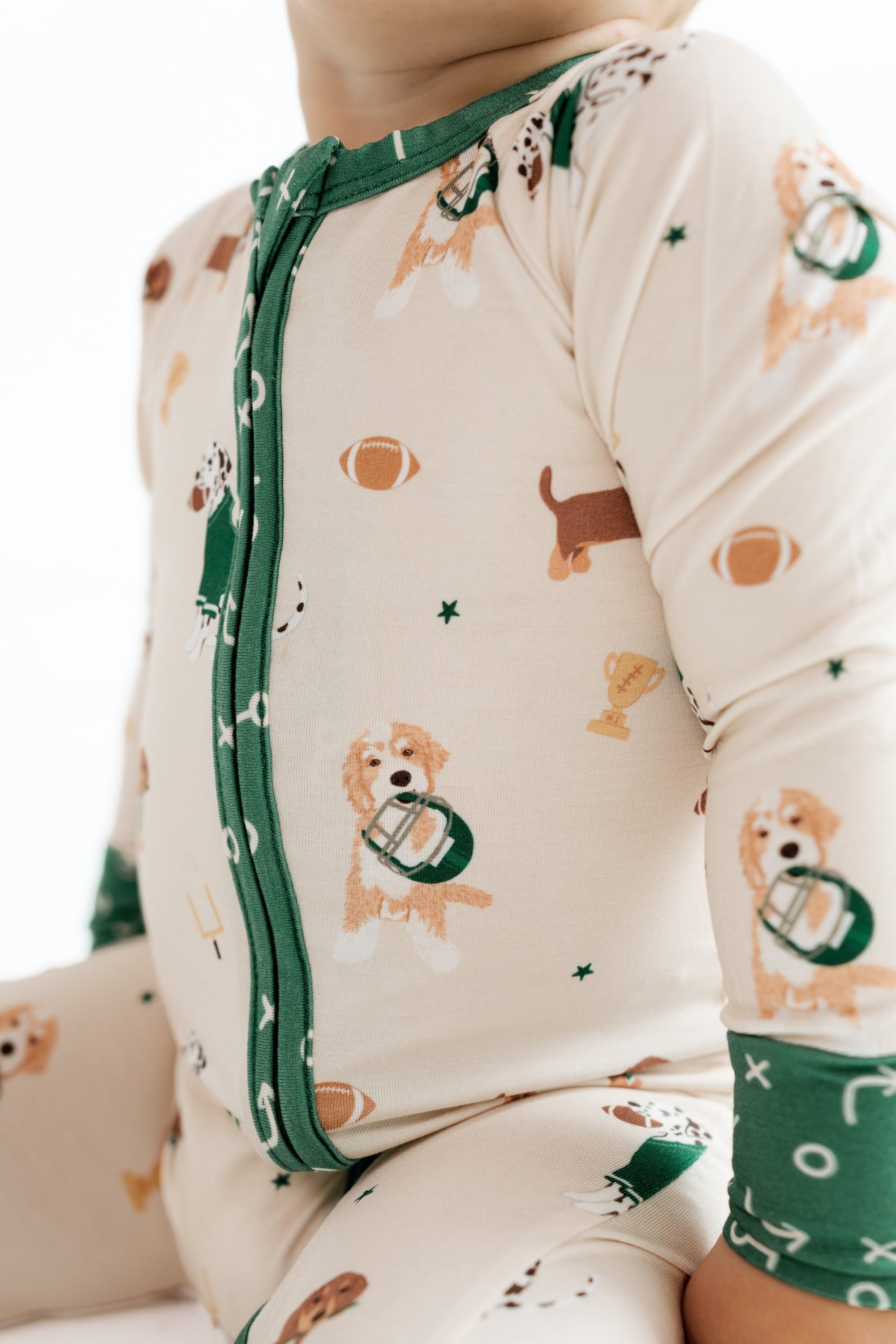 Varsity Pups Zipper Romper baby lifestyle photo