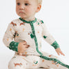 Varsity Pups Zipper Romper trim and zipper detail