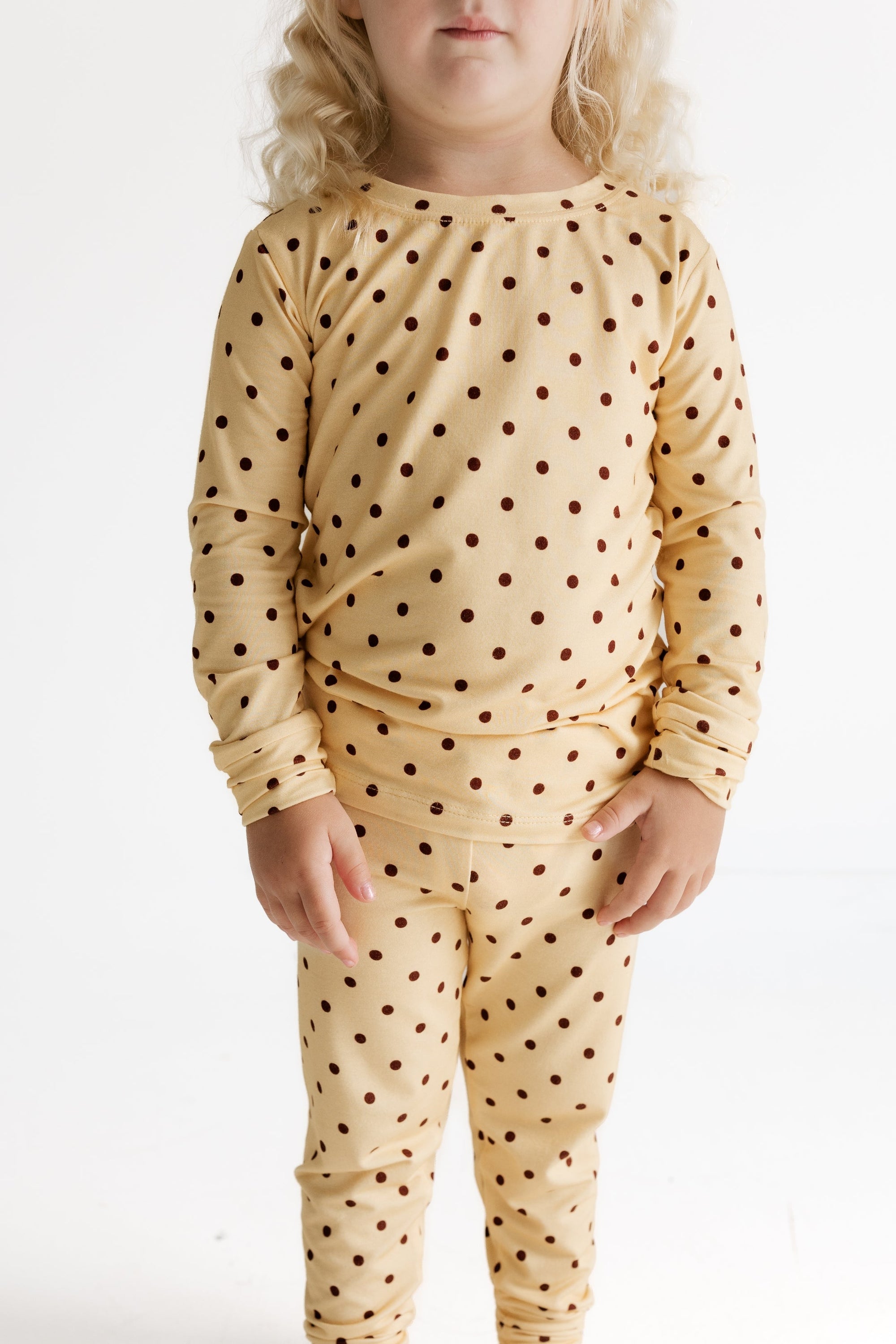Yellow and Brown Polka Dot Two Piece Set detail view