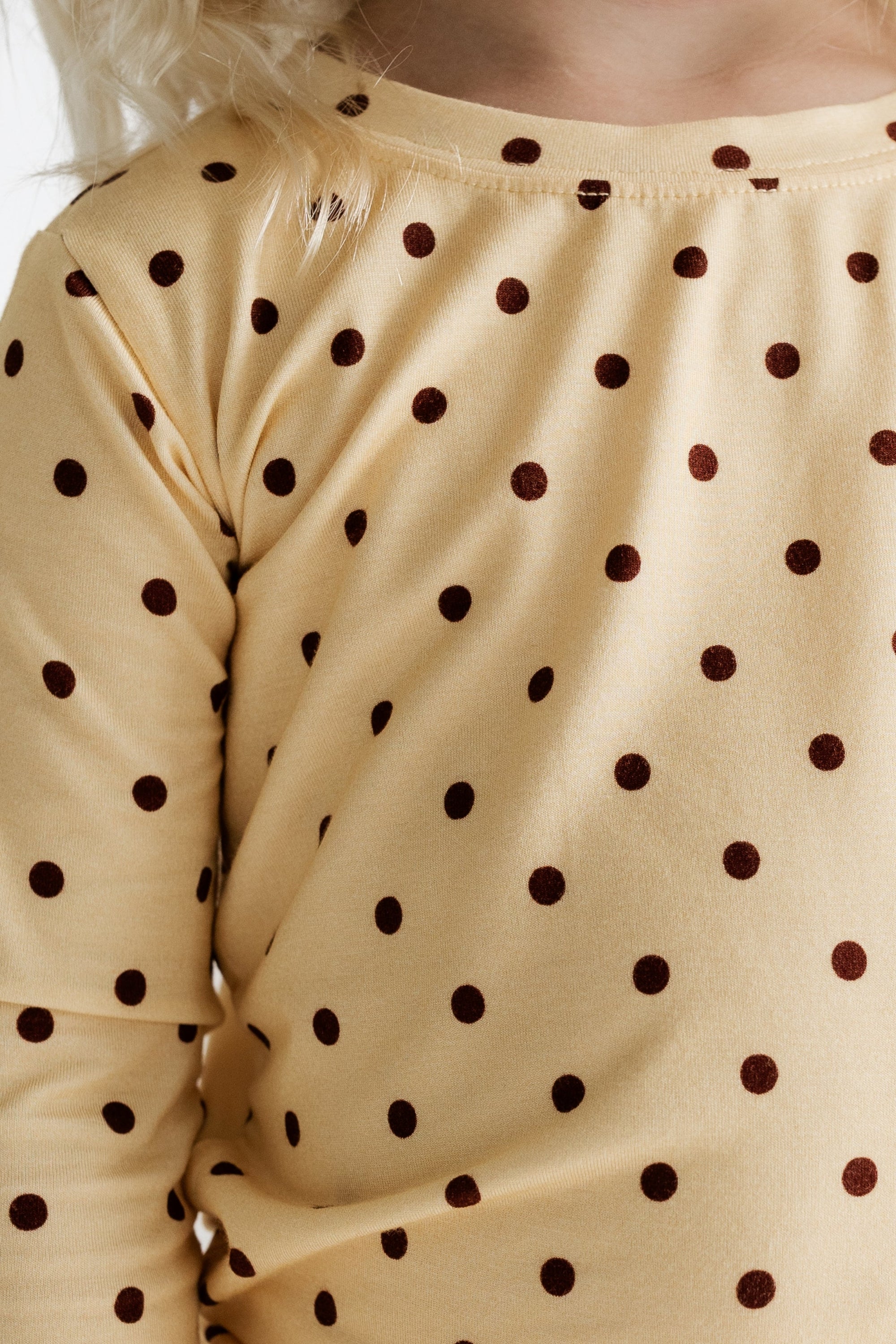 Yellow and Brown Polka Dot Two Piece Set kids lifestyle photo