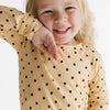 Yellow and Brown Polka Dot Two Piece Set flat lay