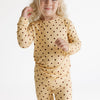 Yellow and Brown Polka Dot Two Piece Set trim detail