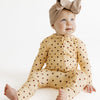 Yellow and Brown Polka Dot Zipper Romper baby pajamas