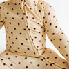 Yellow and Brown Polka Dot Zipper Romper detail view