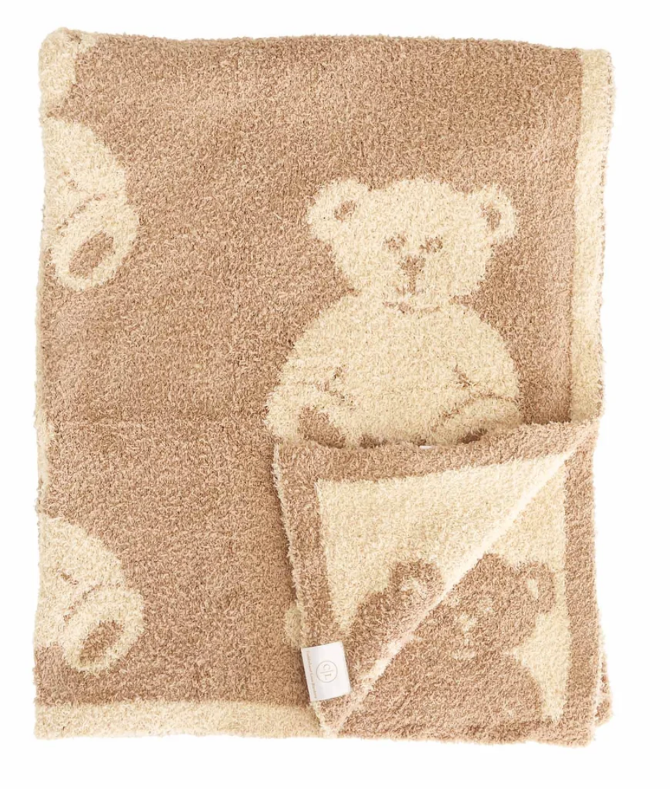 CuddleLane Luxe Blanket Teddy Bears folded reverse side