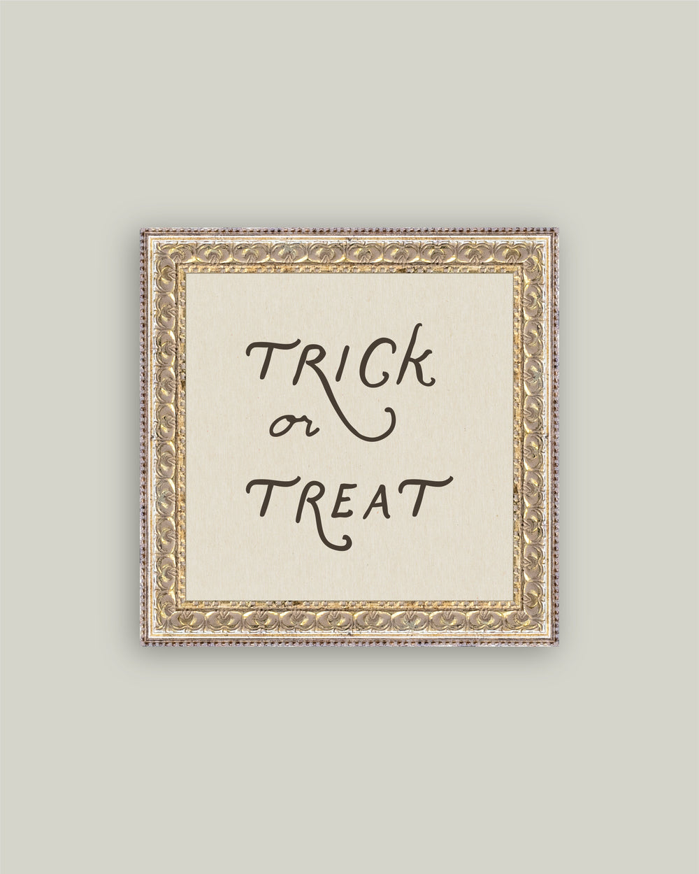 Vintage Trick or Treat Halloween framed art 9x9