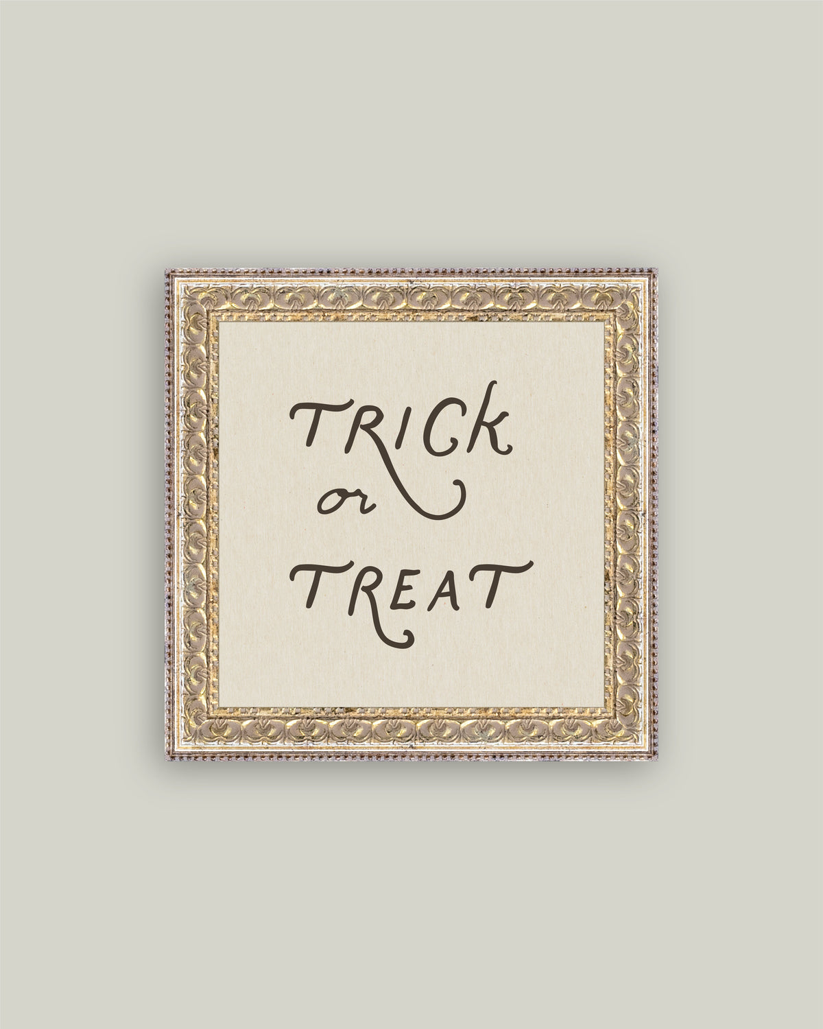 Vintage Trick or Treat Halloween framed art 9x9