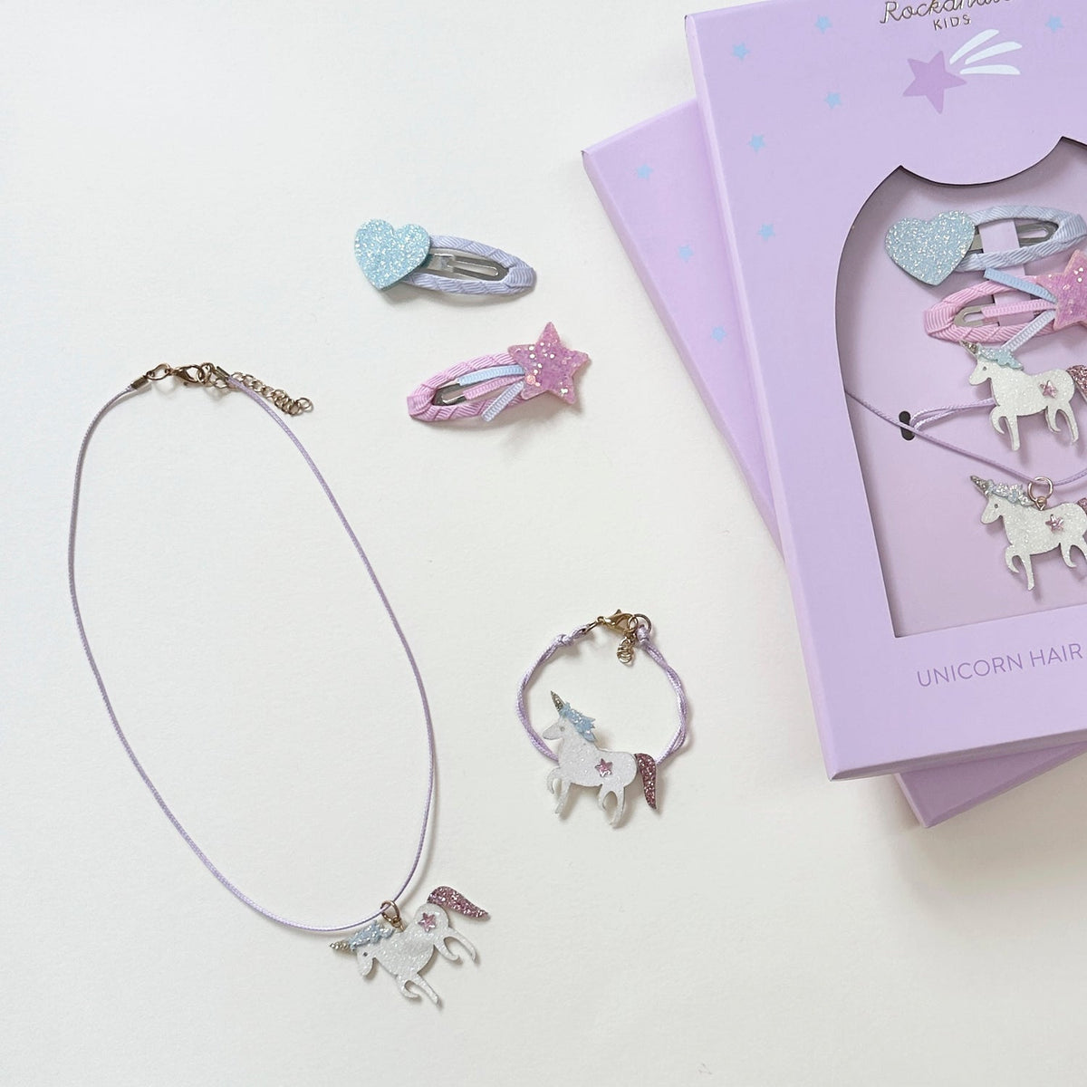 Unicorn Hair & Jewellery Set flatlay