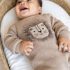 Lion Applique Chunky Sweater Knit Baby Jumpsuit