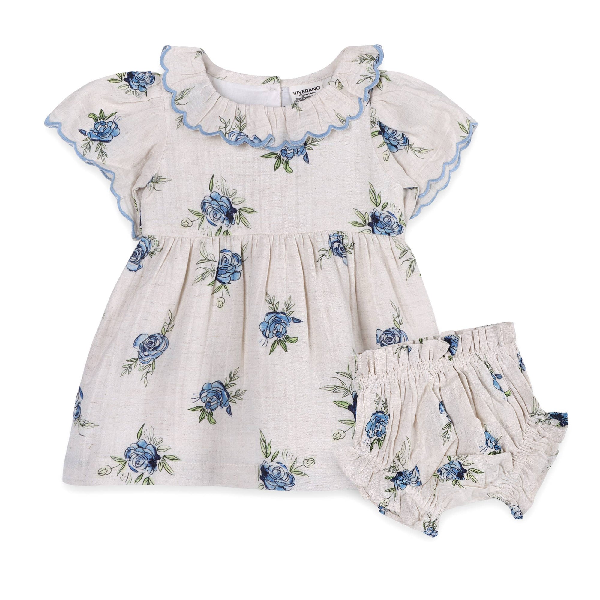 Katarina Floral Baby Dress + Bloomer (Linen Blend)
