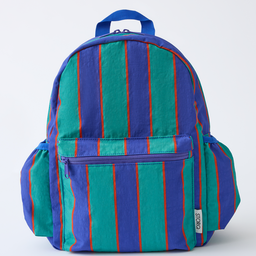 Cool Kid Backpack - Navy & Green Stripe