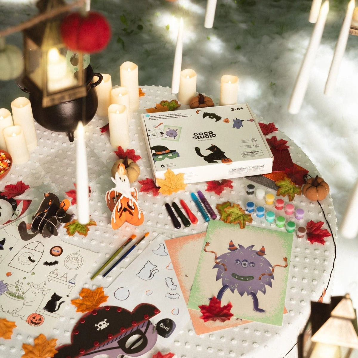 Halloween Creative Activities Box crafts styled for a party