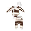 Kimono Onesie & Pants Set - Cocoa Stripe