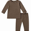 Chestnut Gingham Ribbed Two-Piece Pajamas