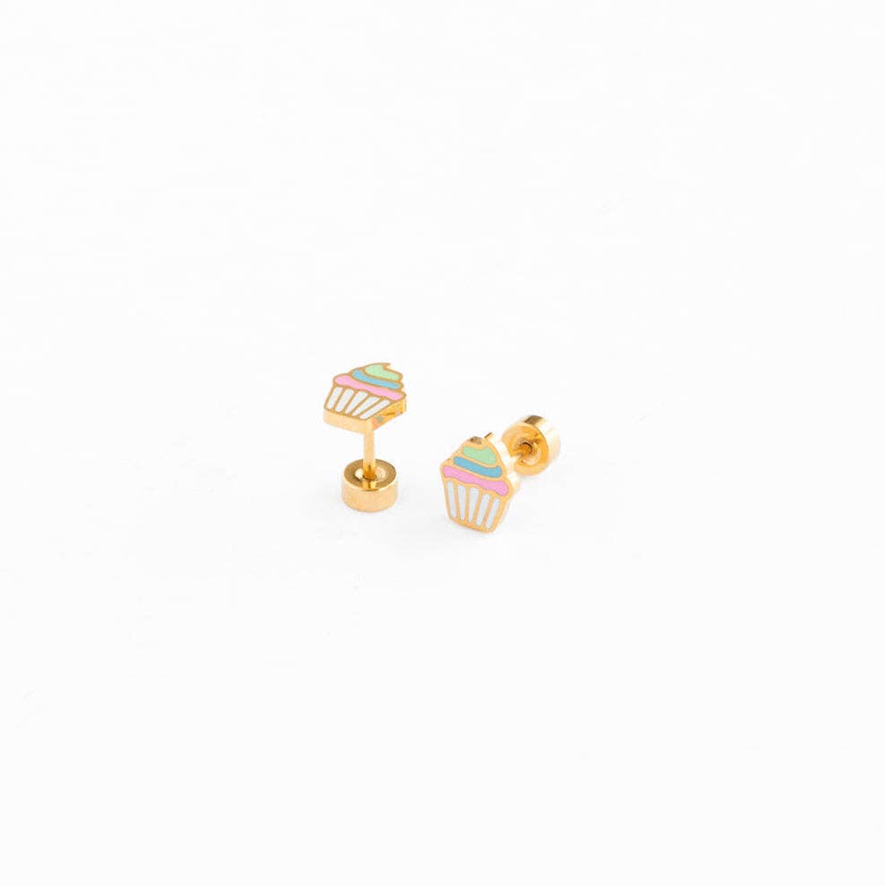 Rainbow Cupcake Stud Earrings