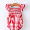 Summer Plaid Smocked Romper