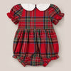 Baby Emery Romper in Holiday Plaid - Peter Pan collar view