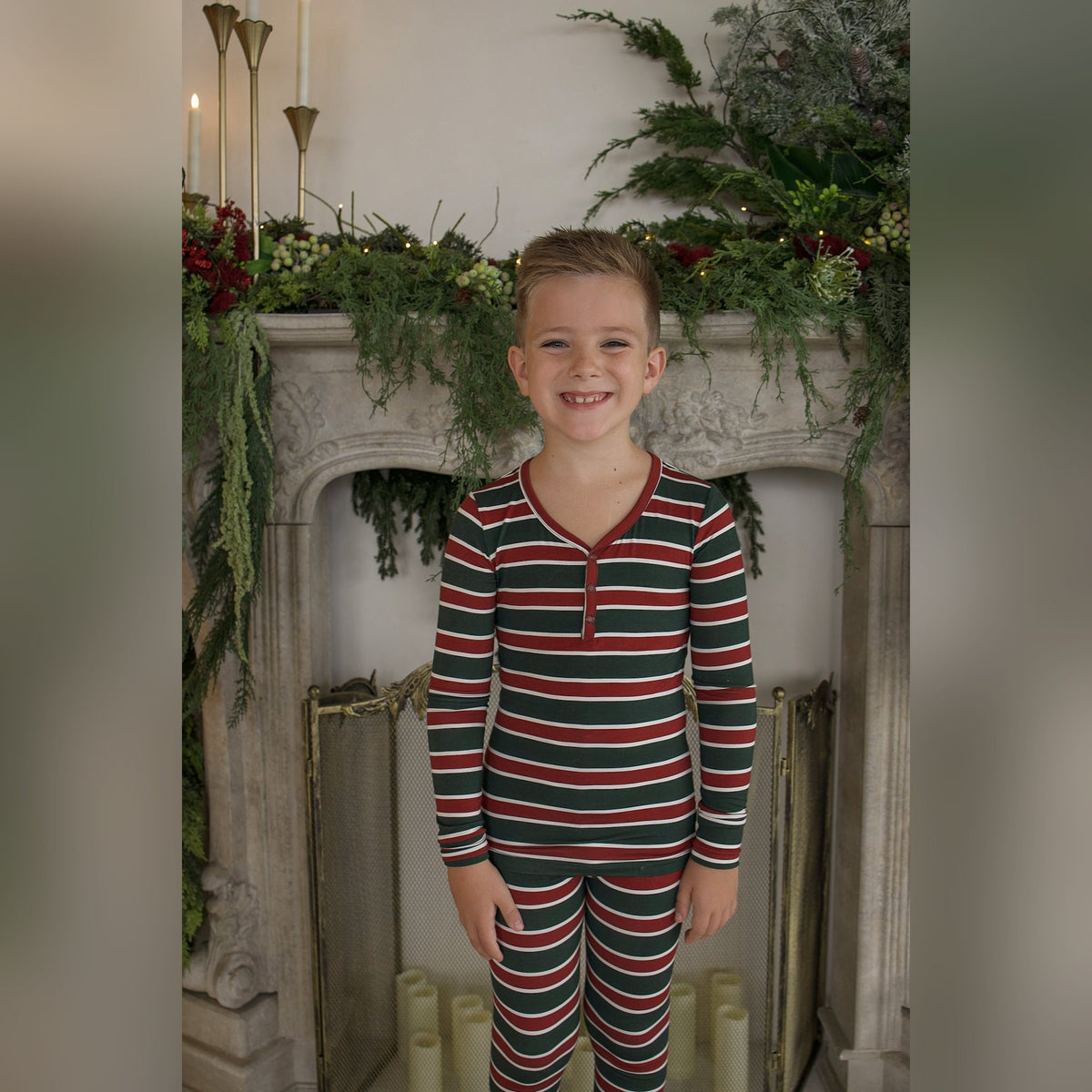 Forever French Baby Holiday Stripe Bamboo Two Piece Pajamas