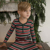 Holiday Stripe Two Piece Pajamas - sitting