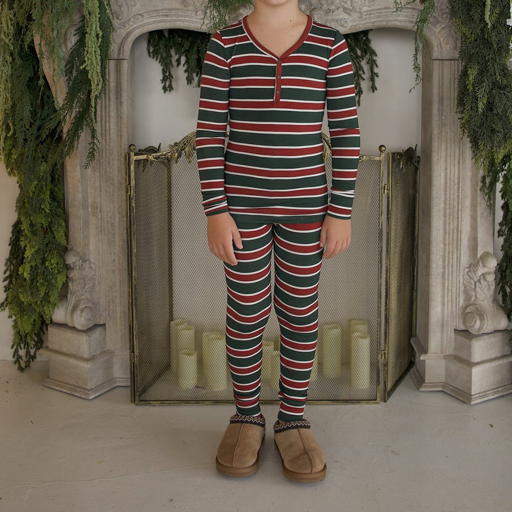 Forever French Baby Holiday Stripe Bamboo Two Piece Pajamas