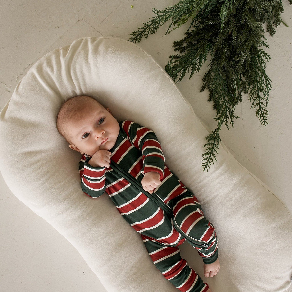 Forever French Baby Holiday Stripe Bamboo Zip Pajamas