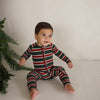 Holiday Stripe Zip Pajamas - sitting
