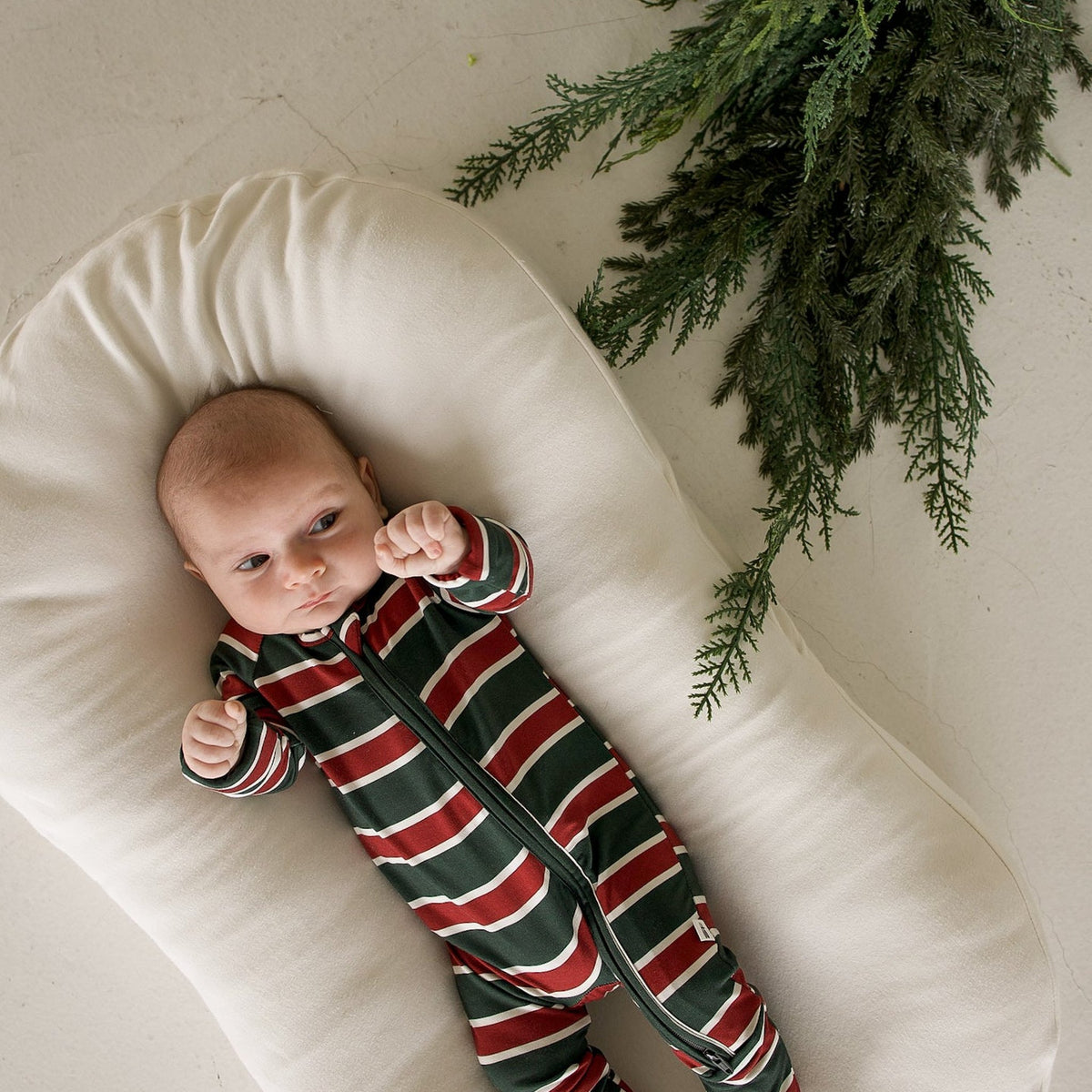 Holiday Stripe Zip Pajamas - newborn