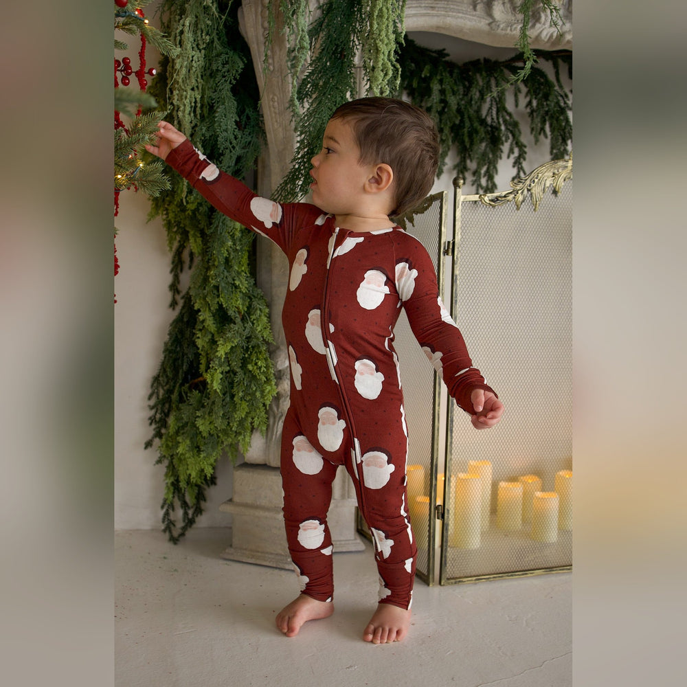 Forever French Baby Vintage Santa Bamboo Zip Pajamas