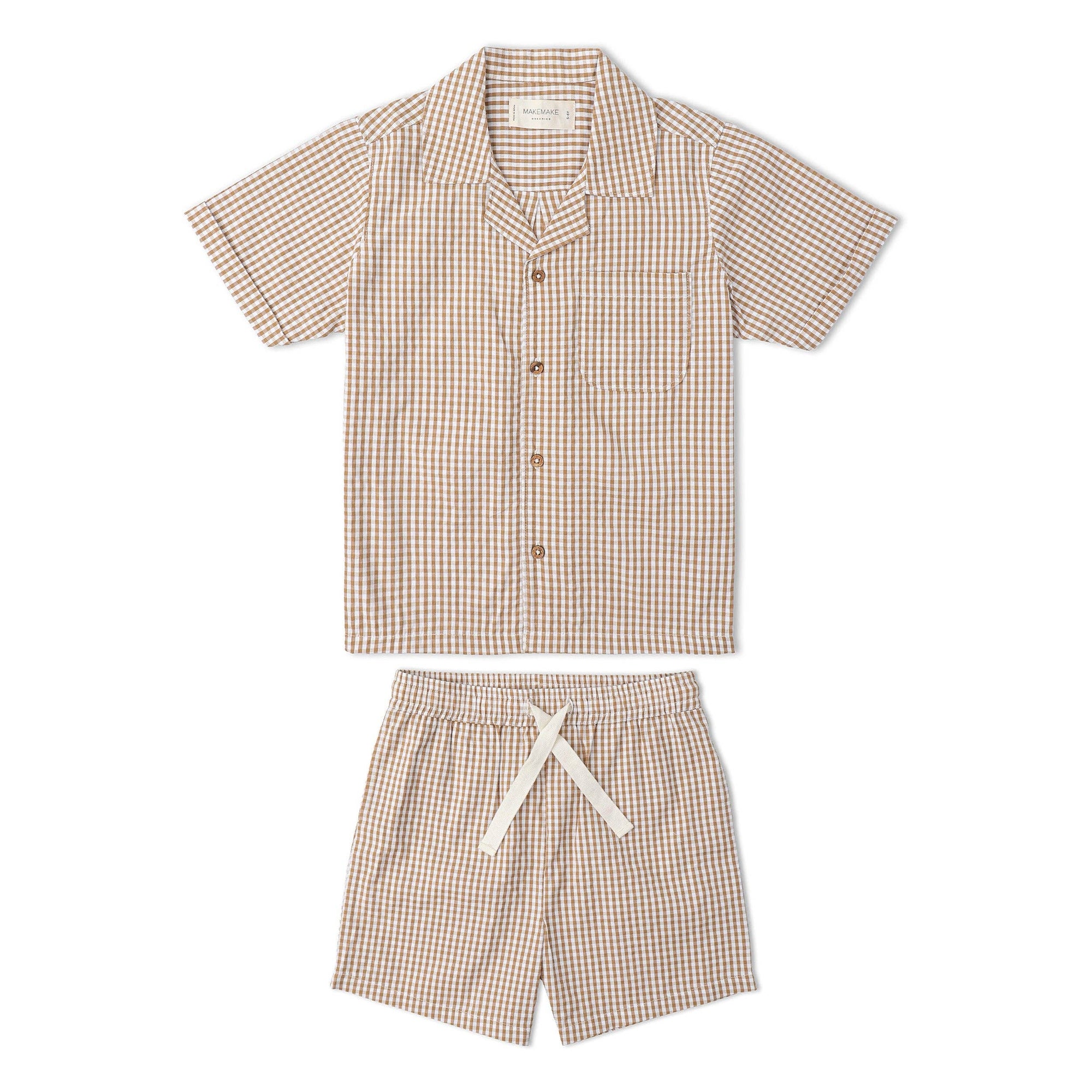 Caramel Check Shirt & Shorts Set