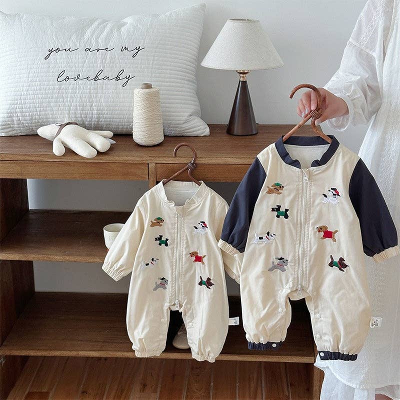 Puppy Color Block Romper baby infant romper